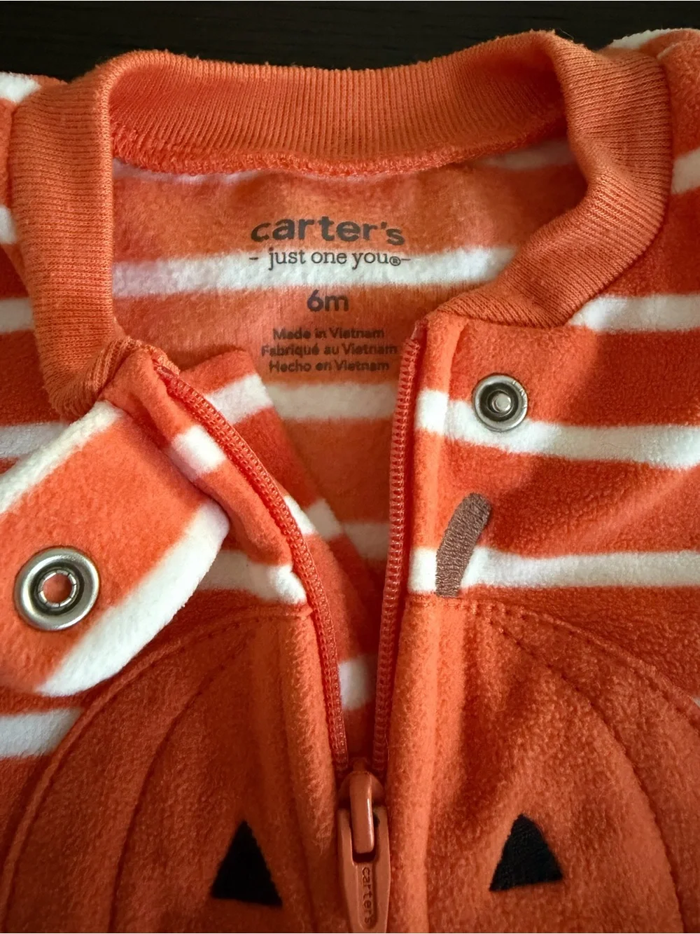 🎃 Carter's Orange and White Striped Pumpkin Fleece Footie 🎃